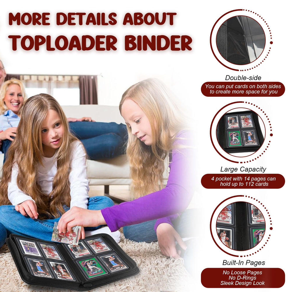 HYMENEX Toploader Binder interior features 14 sleeves ready to organize cards.