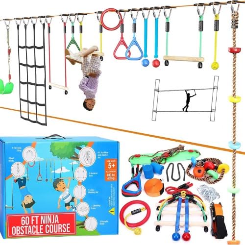 Hyponix Ninja obstacle 2x60ft slacklines for backyard play and balance.