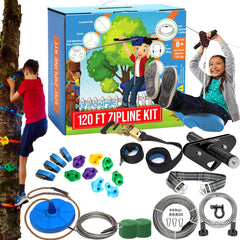 Hyponix Sporting zipline kit 100ft setup for backyard adventure and family play