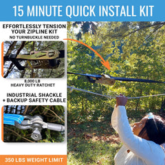 Hyponix Sporting zipline kit 200ft backyard ride for extended fun
