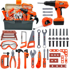 HYRENEE Kids Tool Set 48-piece toolbox for imaginative play and fine motor skill development