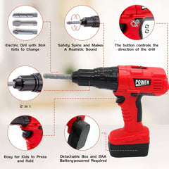 HYRENEE Kids Tool Set interchangeable bits enable versatile pretend repairs