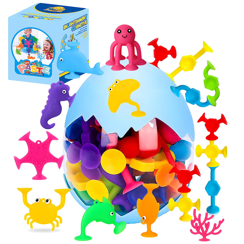 HYSZXUS 27-piece suction geometry bath toys for creative tub play