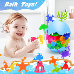 HYSZXUS suction sea animals bath toys for imaginative sensory exploration