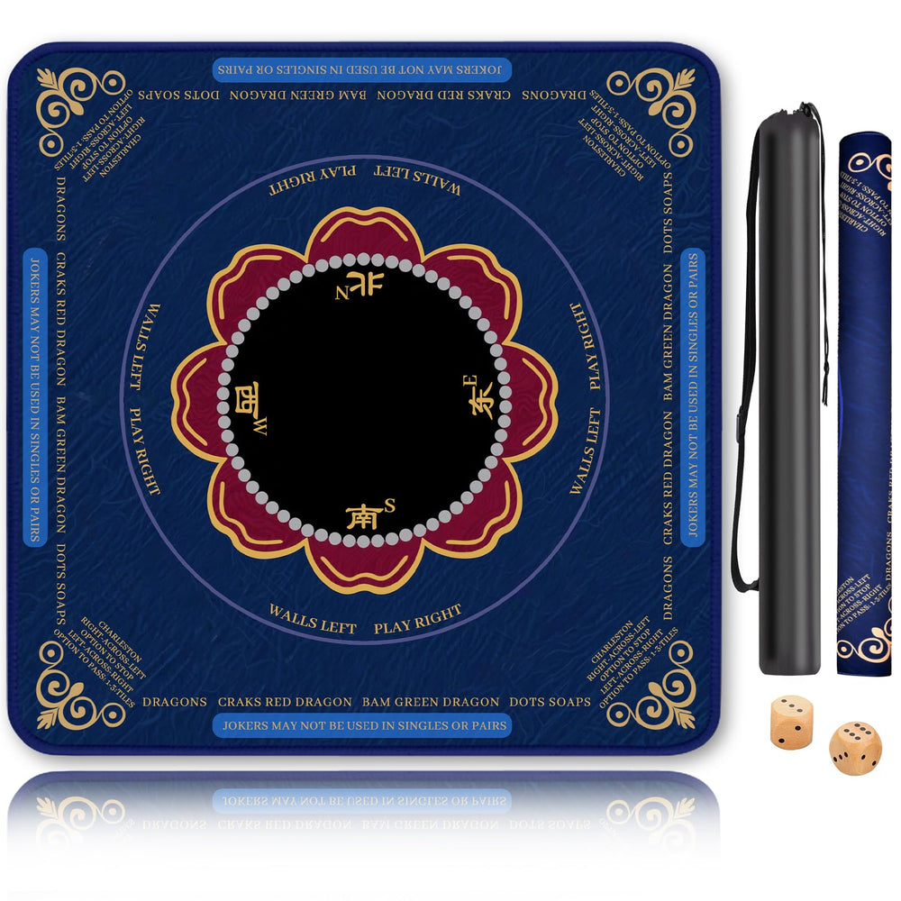 HYXFJITS Mahjong Mat on table for stable, spacious play.