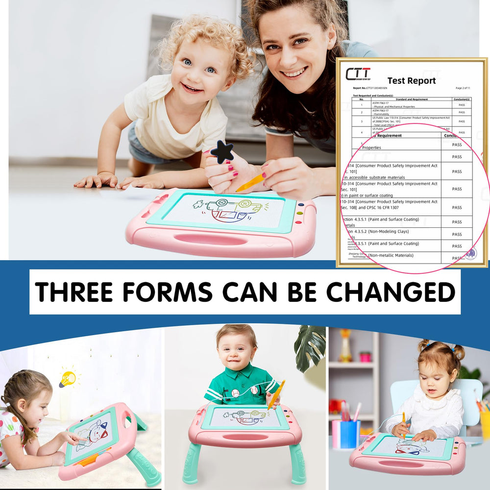 HZZILEY doodle board color zones show red blue green yellow for learning colors