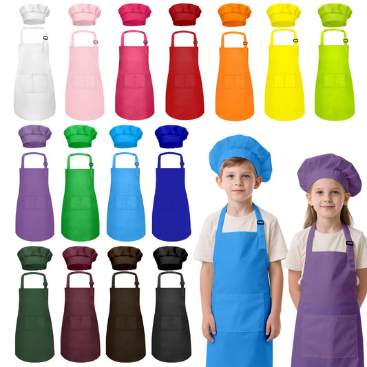 IAGBIBUI kids apron set in multicolor folded for easy storage and quick use.