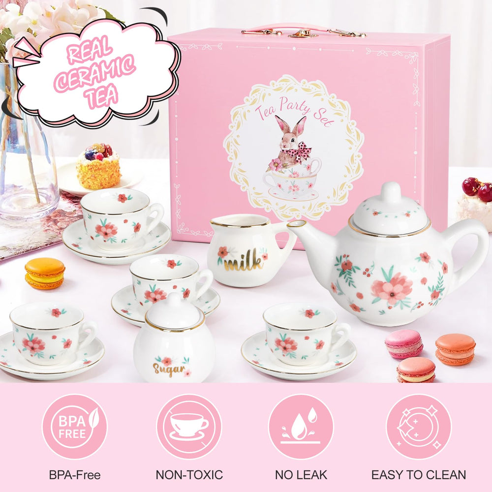 iaovueby porcelain tea set carrying case for easy transport