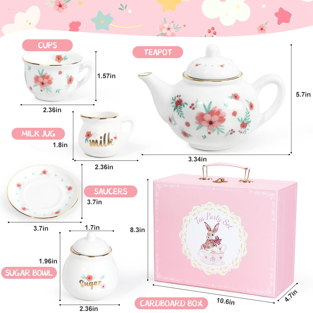 iaovueby porcelain tea set teacups with golden rims for elegant pretend parties