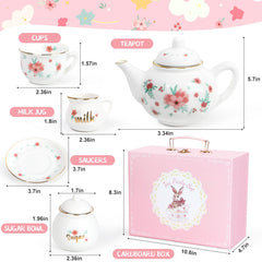 iaovueby porcelain tea set teacups with golden rims for elegant pretend parties