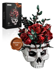 iATOM Skull Roses Bouquet display: dramatic gothic centerpiece for adult collectors.