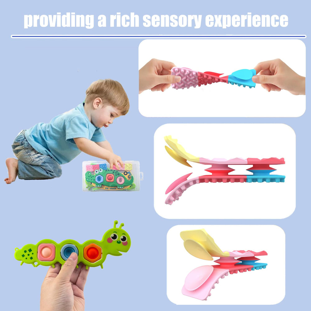 Iceacrin 7 Pcs Fidget Popper with bright colors and textures for tactile exploration.