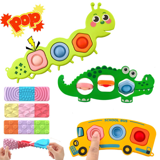 Iceacrin 7 Pcs Fidget Popper in travel case for easy on-the-go busy hands.
