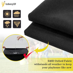 Bottom drawstring seal keeps cover secure around the playhouse