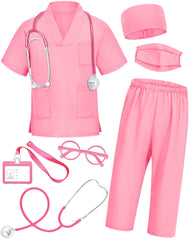 ICECUTE kids doctor scrubs top in pink for imaginative role-play and comfortable wear