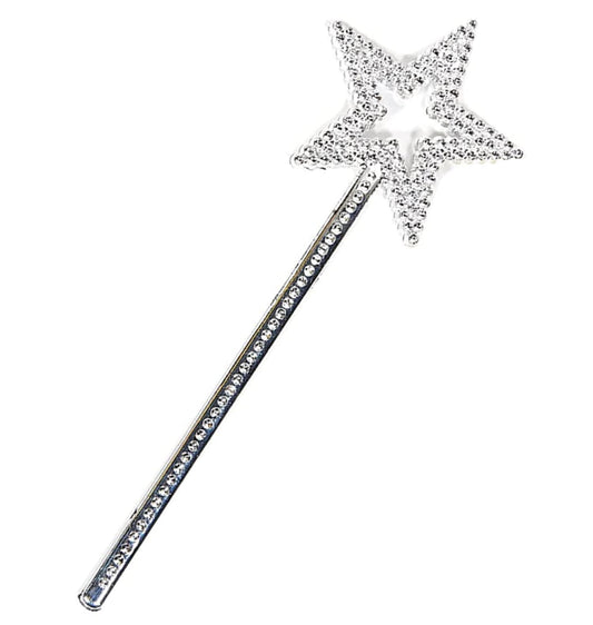 ICEYLI Star Wand, silver 13-inch wand for magical princess costumes and party favors.