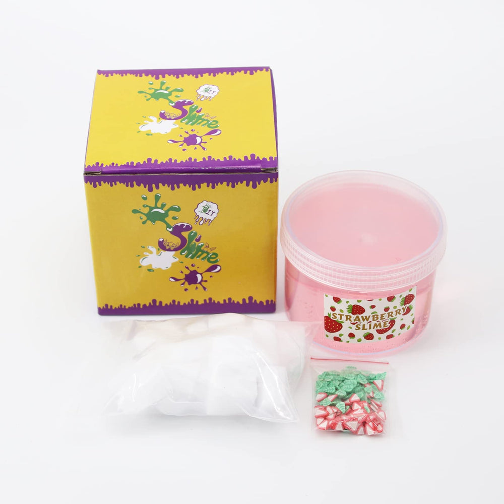 ICHICHI Strawberry Crunchy Slime glimmer jar with sparkling texture for creative sensory exploration.
