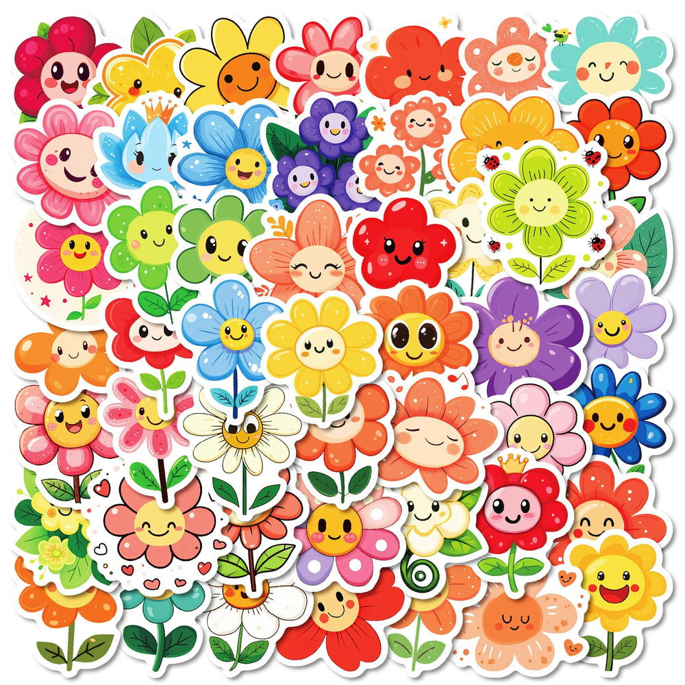 Icicrim Smile Flower sticker on a water bottle adds playful charm with waterproof color.