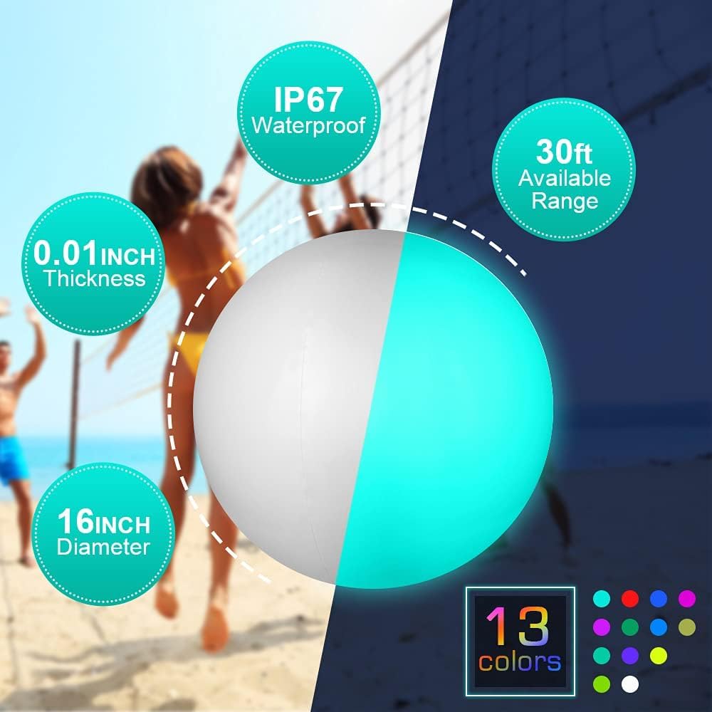 Icnice LED beach ball with remote glow for parties.