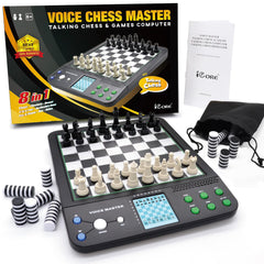 iCore Electronic Chess Set Pro Black front view for focused practice and learning