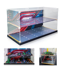 iCUANUTY acrylic display case for LEGO Speed Champions keeps the collection dust-free.