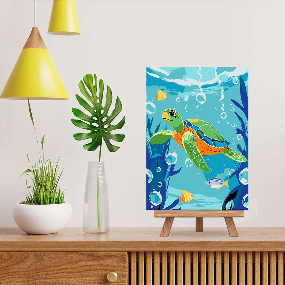 ICYANART Wooden easel-frame setup provides stable, wrinkle-free painting display