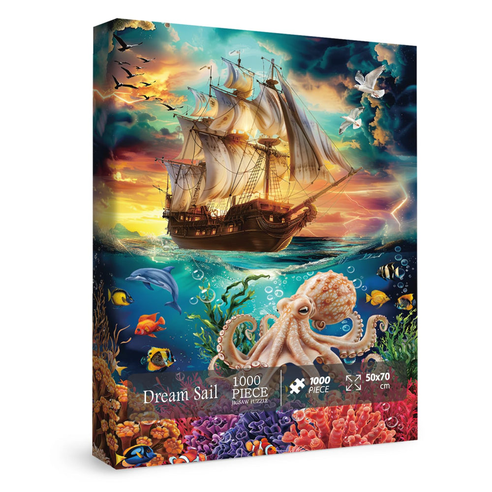 IdeaBazar ocean-sailboat-octopus-puzzle: vivid coastal scene for focused, relaxing play.