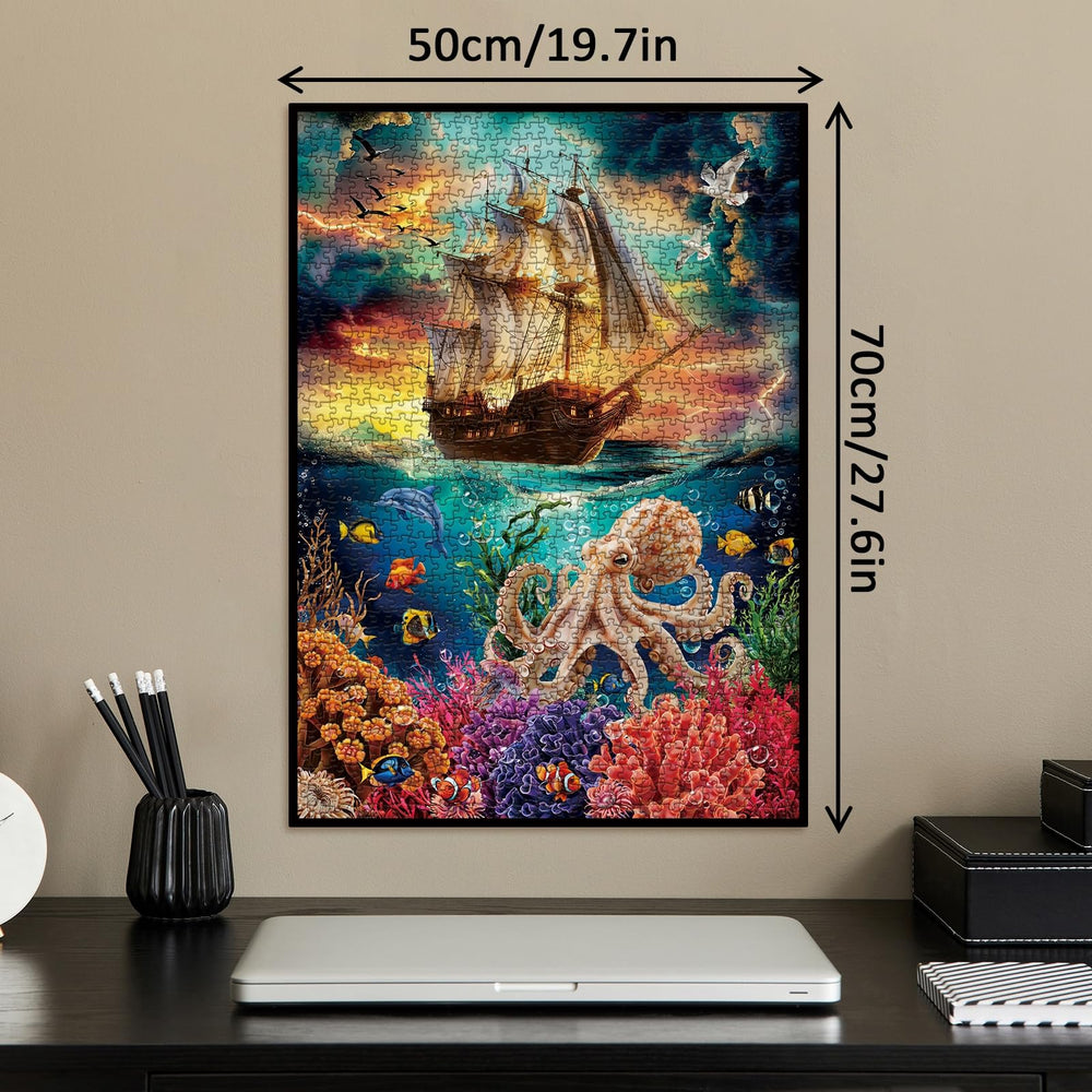 IdeaBazar sailboat-ocean-montage-puzzle: nautical charm inviting satisfying problem-solving.