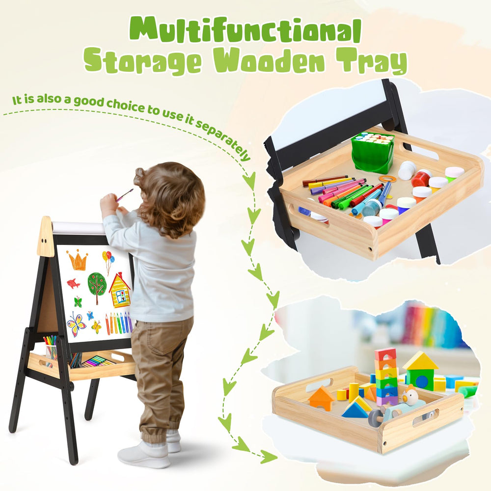 IDEA FAMILY 3-in-1 easel wood tray stores painting tools
