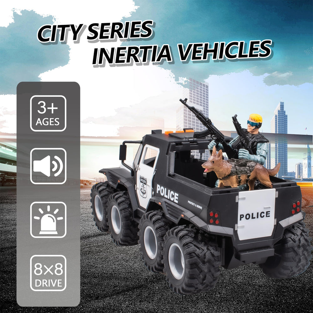 idiy police car toy trunk access for pretend storage