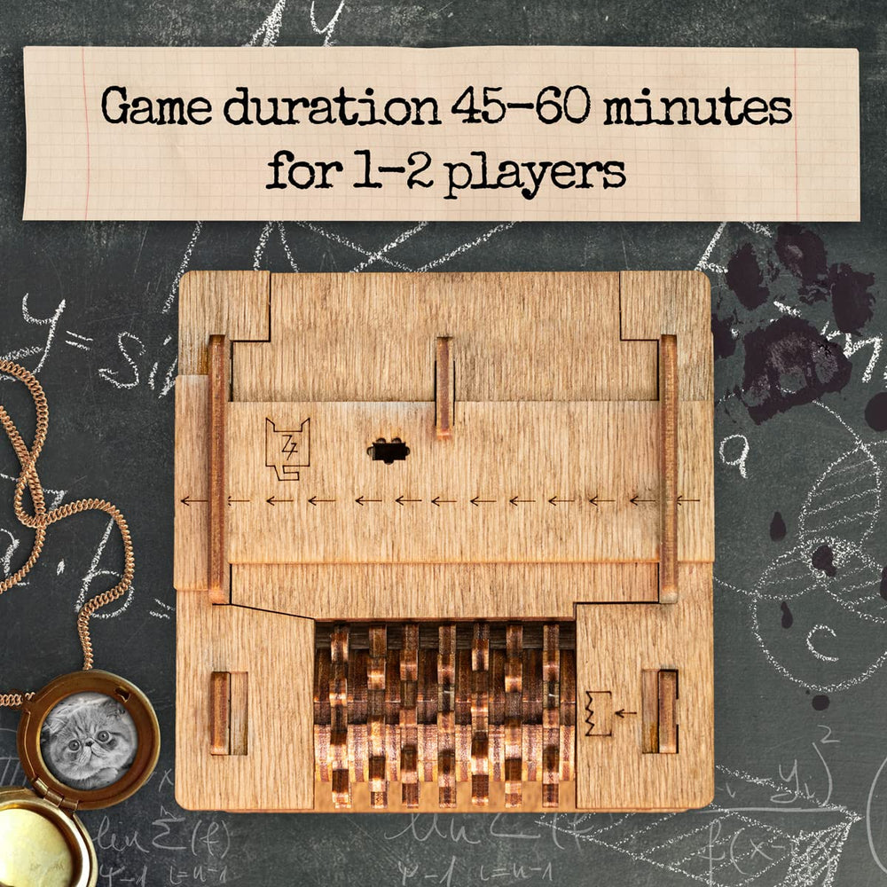 iDventure Cluebox Schroedingers Cat inside mechanism, highlighting the step-by-step unlock challenge