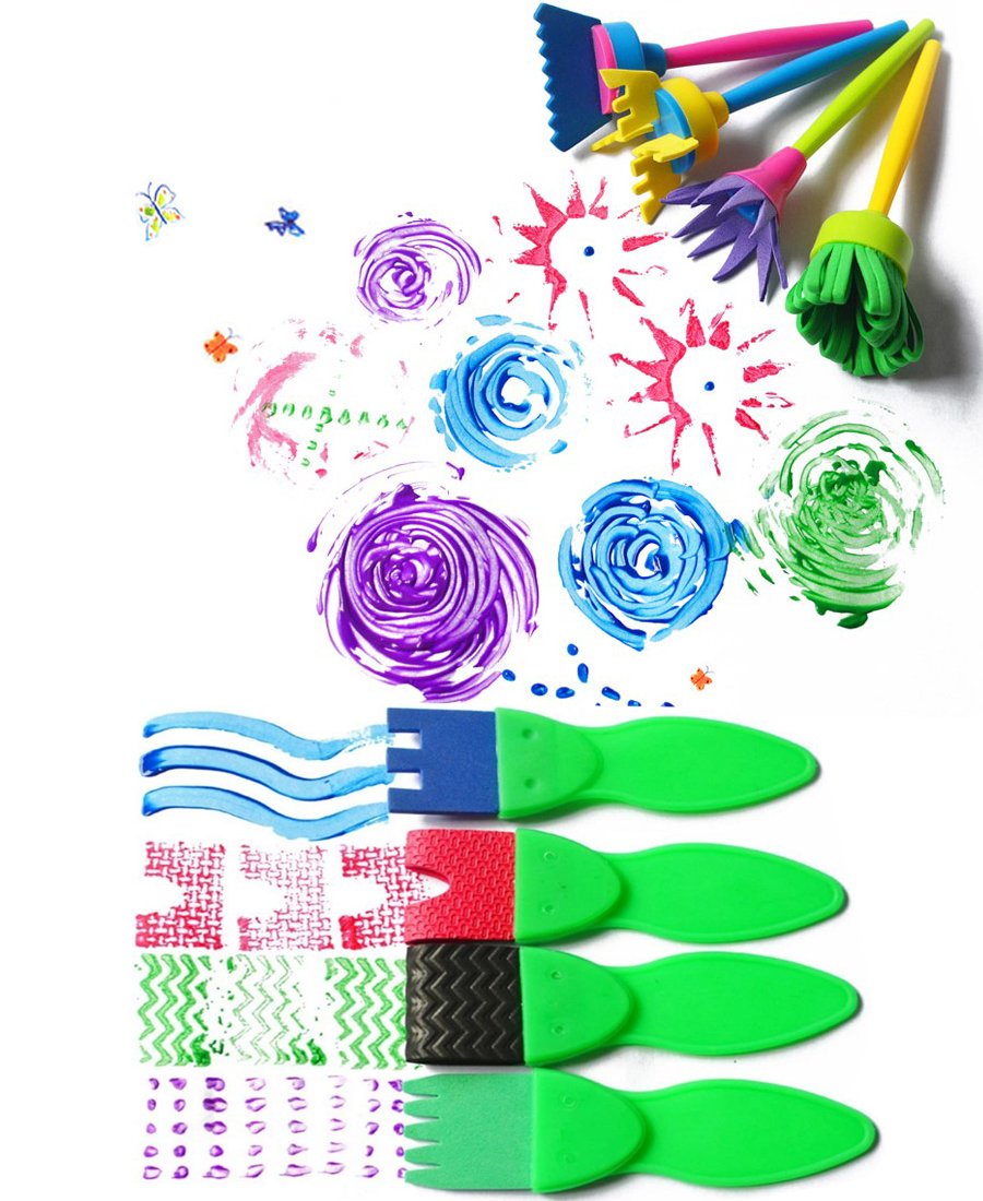 IELEK kids art brushes with stamps easy grip for little hands and precise stamping