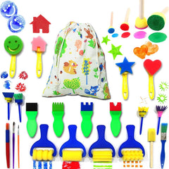 IELEK mini flower sponge brush set for kids, durable and washable for endless creative play
