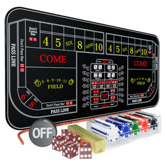 iesstros craps table top mat 70x35 provides a spacious play area for multiple players.