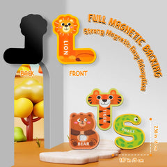 IFIYOOY colorfully printed ABC magnets on fridge support screen-free learning.