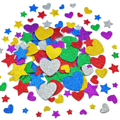 IFKEGON 342pcs heart and star foam stickers for crafts, colorful and easy to apply.