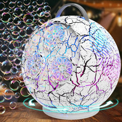 IFLOVE bubble machine with spherical colorful lights creating magical outdoor ambiance