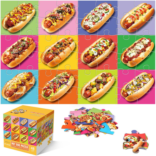IFLOVE jumbo floor puzzle hot dog pizza pieces laid out for imaginative play