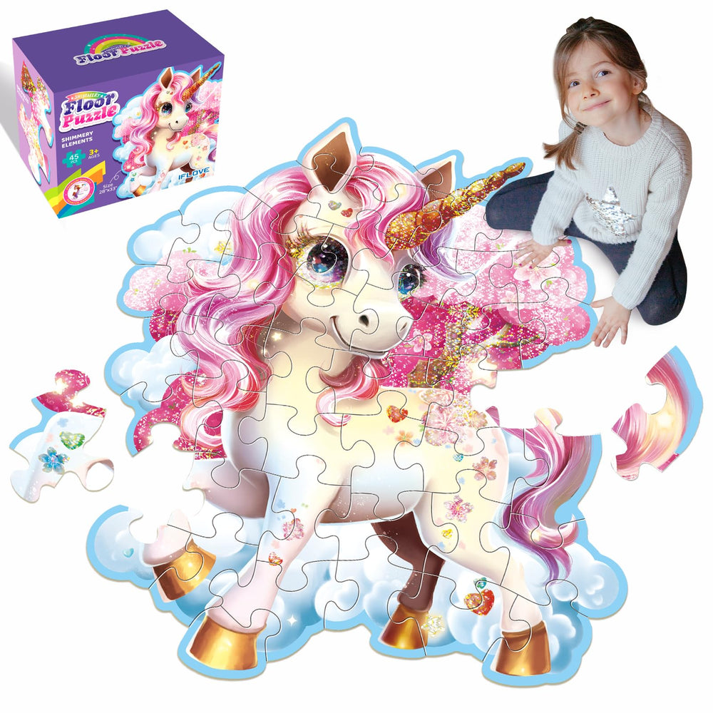 IFLOVE Jumbo Unicorn Puzzle showcases a fairy castle scene for imaginative play