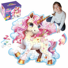 IFLOVE Jumbo Unicorn Puzzle showcases a fairy castle scene for imaginative play