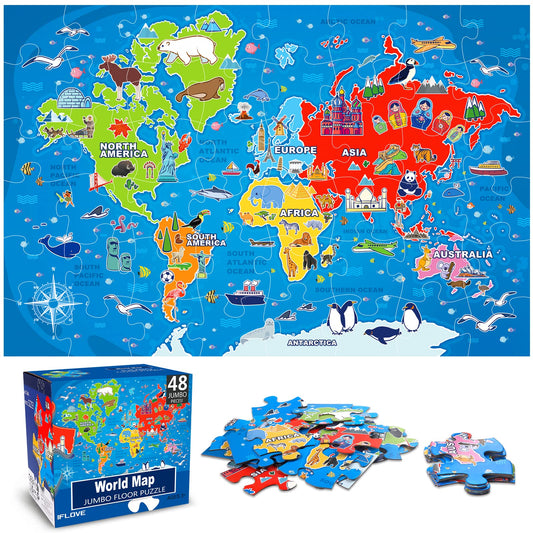 IFLOVE jumbo puzzle world map layout for collaborative learning
