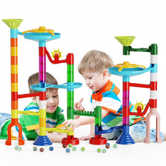 ifollower Marble Run 110pcs complete set shows colorful tracks for creative STEM play.