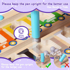 iFunLong Magnetic Color and Number Maze sturdy wood construction stays safe for tiny hands.