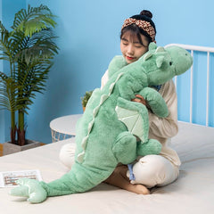 IFX24 Green Dragon Plush 51-inch close-up shows ultra-soft 3D cotton for cozy hugs.