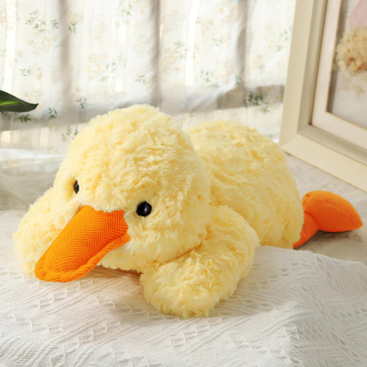 IFX24 soft weighted duck plush face close-up for cozy hugs and durable stitching