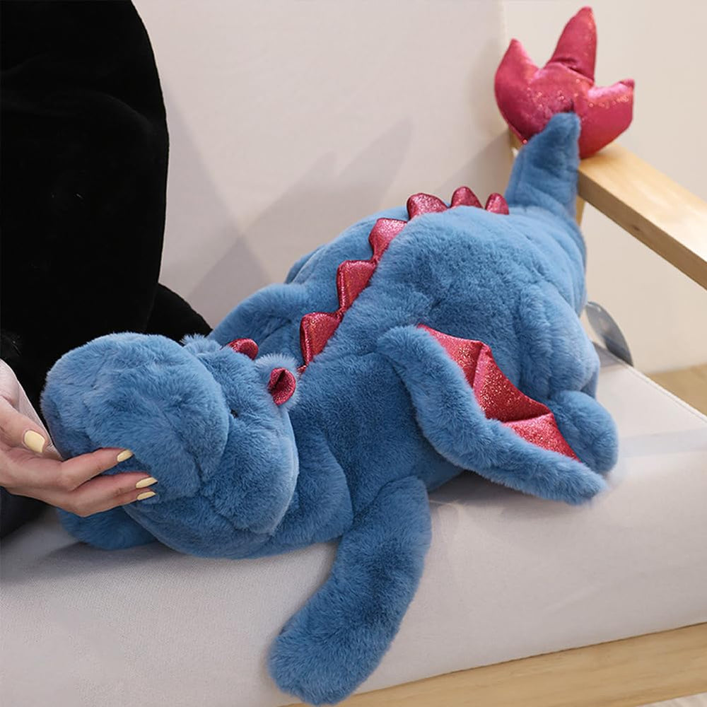 IFX24 weighted dragon plush blue fabric detail shows quality