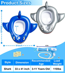 iGeeKid shark pool float silver with comfy seating for kids during water battles