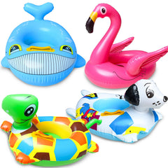 iGeeKid flamingo pool float with safety handles for secure kid water play