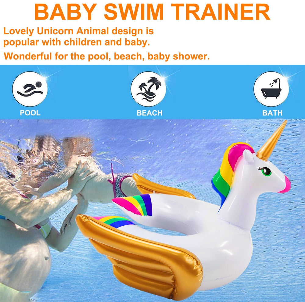 Children using the iGeeKid unicorn float for shared pool fun.
