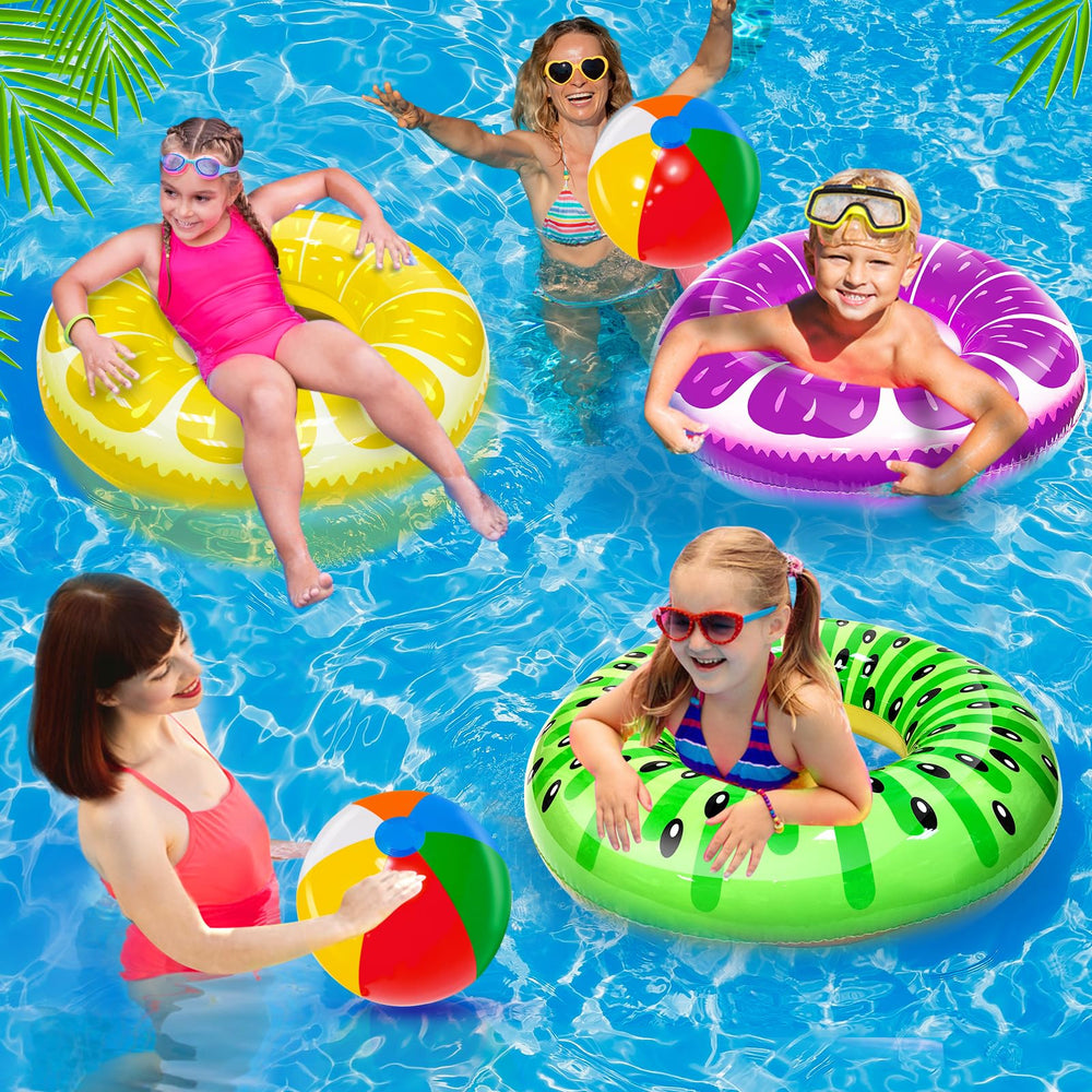 iGeeKid Rainbow beach ball 12in, ideal for beach or pool play.